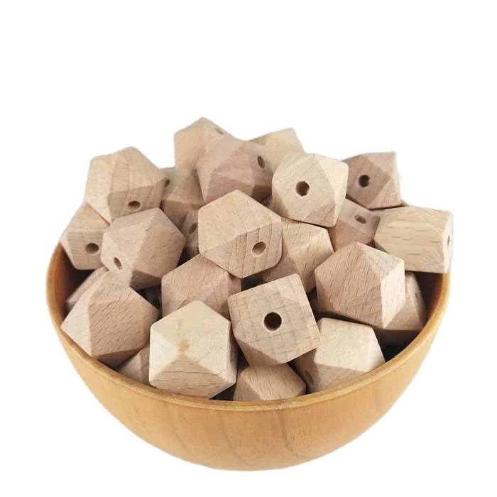 18mm Hexagon Polished Beechwood Beads Natural Color DIY Wooden Spacer Beads for Wall Hanging