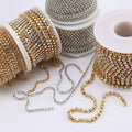 JC Crystal AB Rhinestone Cup Chain by Yard Rhinestone Silver Gold Color SS6 SS8 SS12 Sparkling Rhinestone Claw Chain for Garment