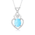 925 Sterling Silver Heart-shaped Pendant Necklace Natual Larimar Jewelry Designs