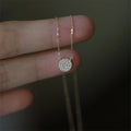 Cute Jewelry Girls Gift White Zircon Gold Plated Round Charm Silver Necklace