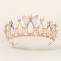 Teenager Cosplay Princess Diadem Hair Jewelry Accessories King Crown Corona Bride Gold Wedding Bridal Pink Flower Tiaras Crowns
