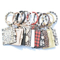 Wholesale Promotional 45 Mix Colors Leather Key Chain Bangle Wallet Card Holder Wristlet Tassels Keychain Bracelet Wallet