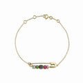 LOZRUNVE Solid 925 Sterling Silver Rainbow Beaded Ball Safety Pin Charm Gold Bracelet for Women