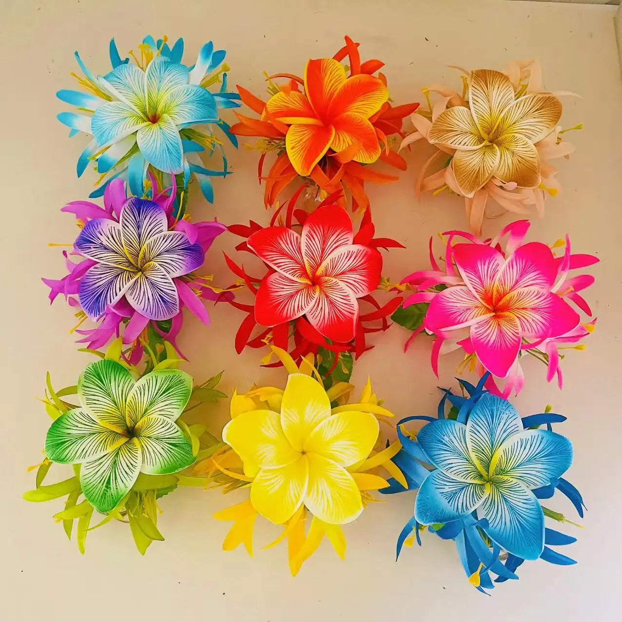 Spider Lily Plumeria Hair Clip Foam Floral Accessories Artificial Island Tiara Frangipani Dance Party Graduation Wedding