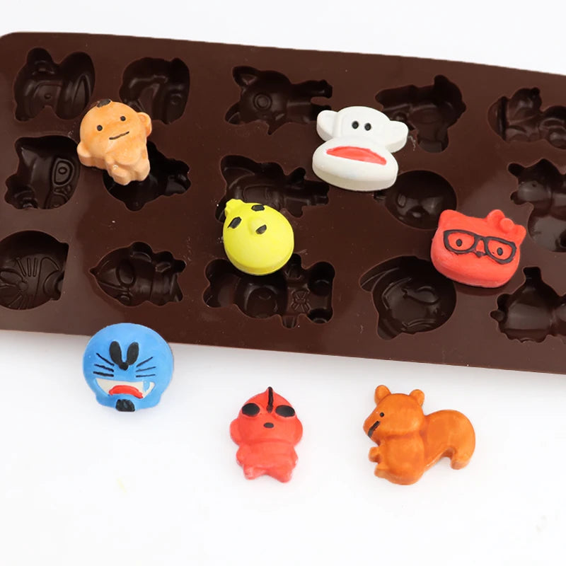354 Hot Sale DIY Different Animal Shape Silicon Chocolate Moulds Silicone Gummy Candy Mold Silicone Ice Cube Tray