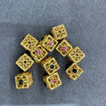 Square Pendant With Rhinestone Crystal Gold Plated  Charm for Necklace and Bracelet DIY Jewelry Making