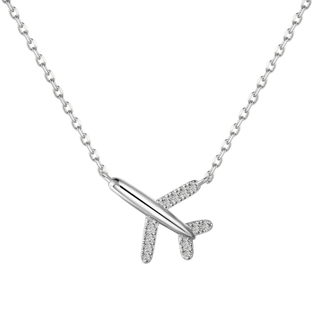 Dylam Luxury Tarnish Free S925 Sterling Silver 18K Gold Plated Necklace Chain Fine Jewelry Airplane Pendant Necklaces for Women
