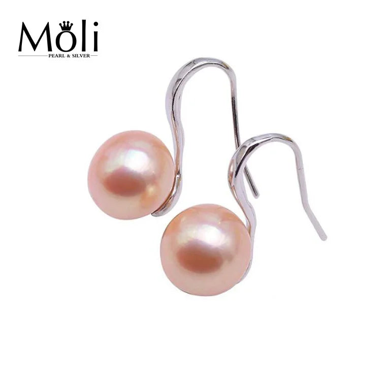 High-heeled Shoes Style 925 Silver Cultured Pink Pearl Earrings for Women Gift Jewelry
