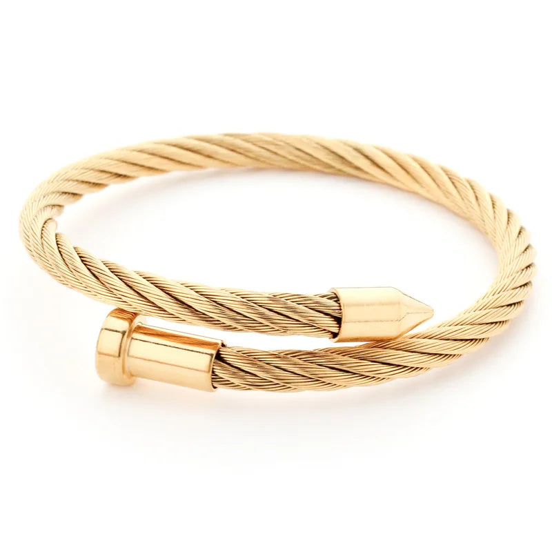 Factory Supply Punk Style Stainless Steel Wire Rope Bracelet for Women Gift for Nail Art Enthusiasts