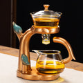 Home Office Magnetic Semi-Automatic Lazy Tea Maker Kung Fu Teacup Teapot Set Small Glass Teapot 350ml for Office Home Use