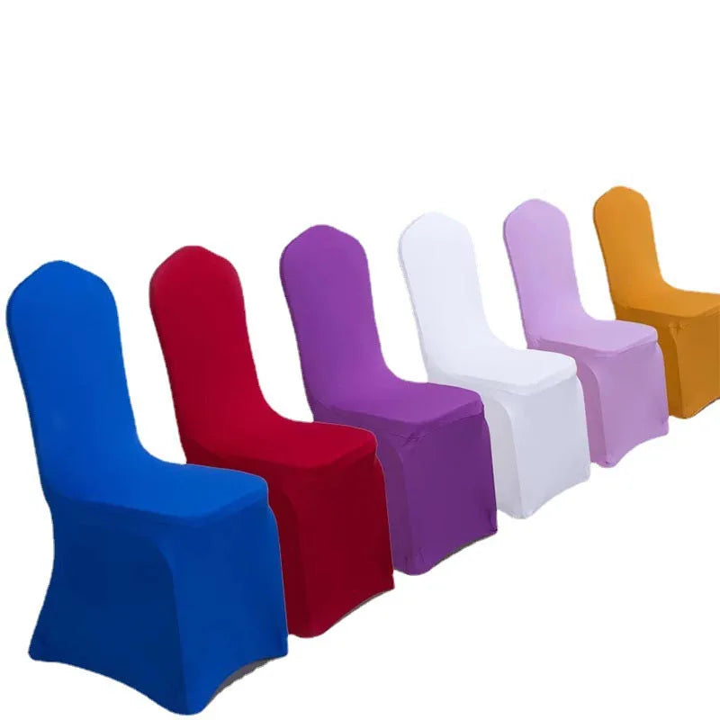 Polyester Banquet Spandex Chair Slipcover Gold Royal Blue Lilac Plain Printed Colors Stretch Seat Covers for Hotels-1pc/opp Bag