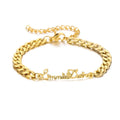 Tarnish Free DIY 3mm 5mm 18K Gold Plated Personalized Word Name Bracelet Stainless Steel Custom Name Cuban Link Bracelet
