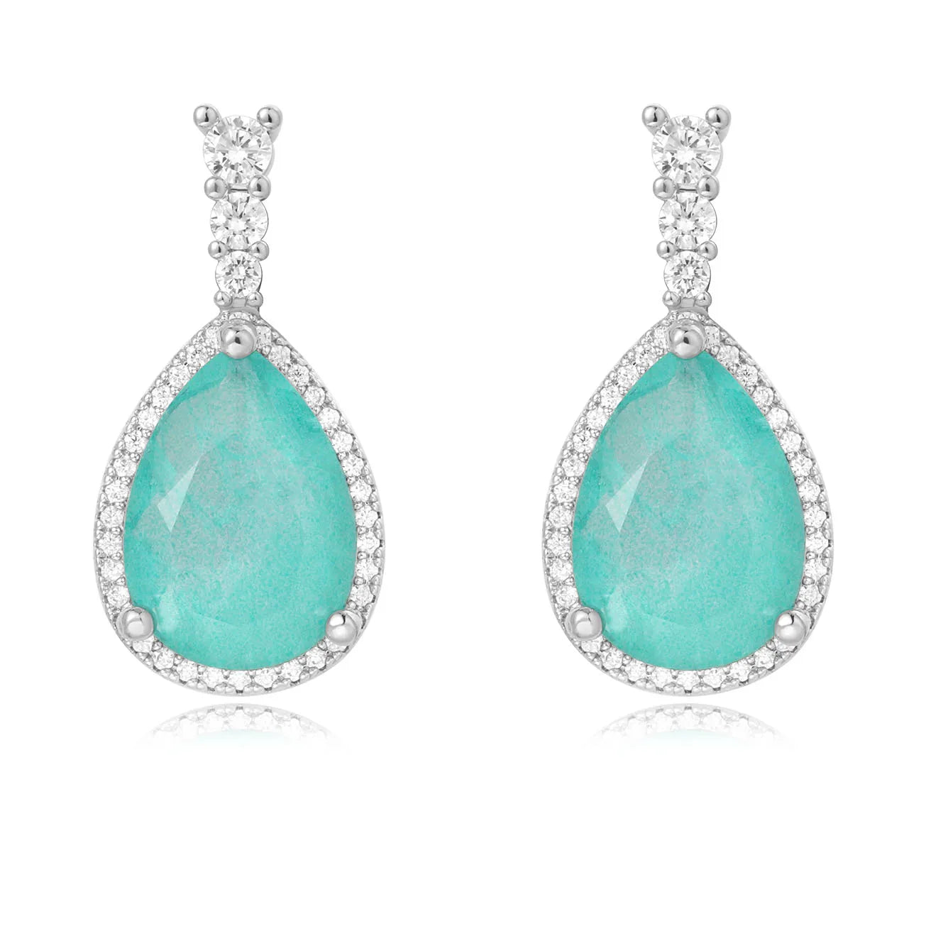 2025 New Silver Blue Topaz Drop Zircon Pendant Earrings for Women Jewelry Factory Wholesale