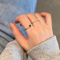 Black Oil-Drop Heart Ring for Women - Ins Style Niche Design Minimalist Chic Luxury Sweet and Edgy Statement Ring