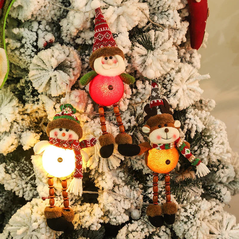 Christmas Birthday Gift Christmas Gift Children Cartoon Cute LED Luminous Old Man Snowman Elk Hanging Foot Doll Christmas Doll