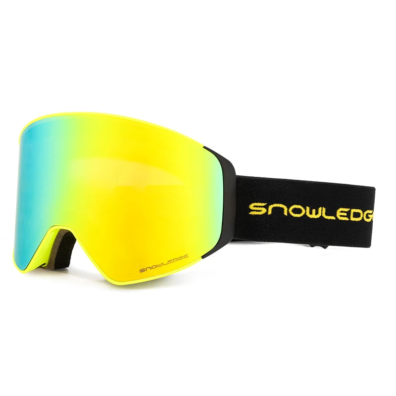 SNOWLEDGE Brand Designer Magnetic Ski Goggles Men Women Double Layers Anti-fog UV400 Snowboard Goggles