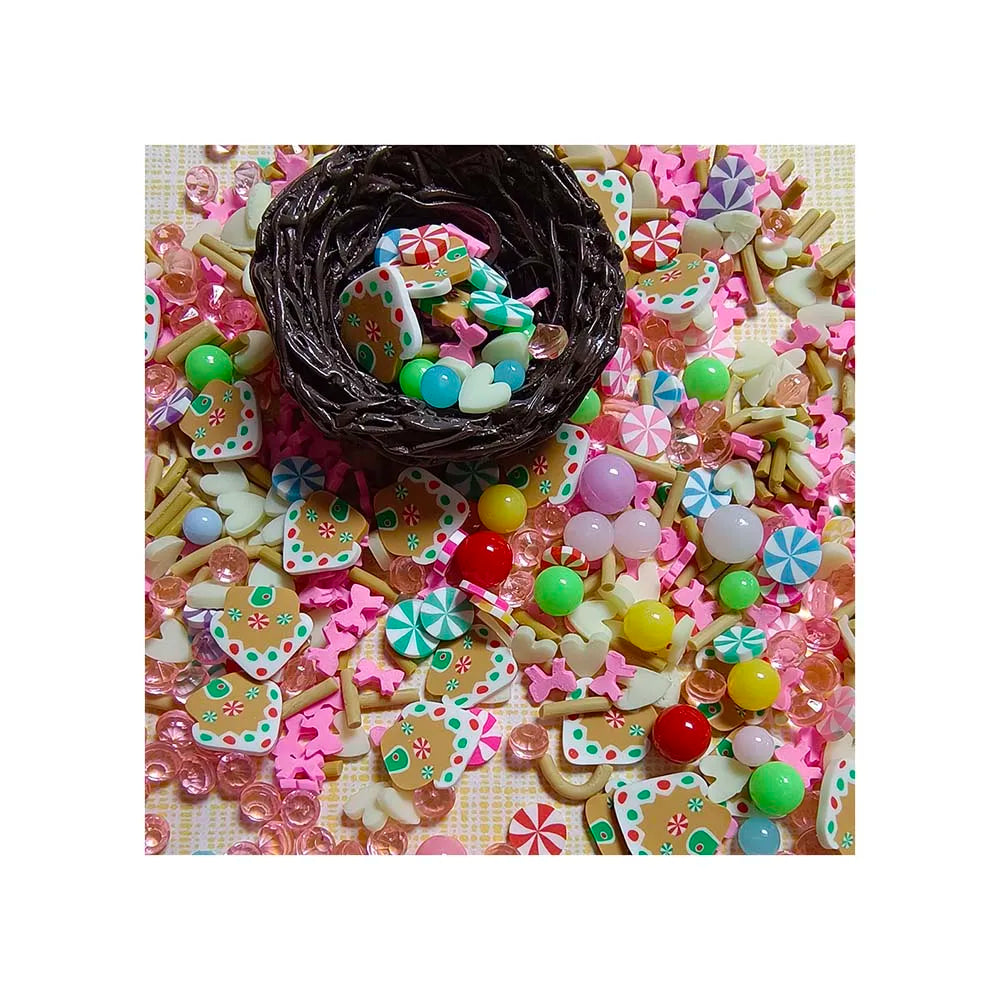 Christmas Clay Sprinkles and Slices Mix House Gingerbread Man Peppermint Candy Snowflake Polymer Clay Crafts for Nail Art Decor