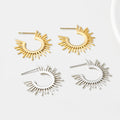 Simple Fashion Jewelry Radial U-Shaped Geometric Earrings Wholesale 18K Gold Plated Earrings