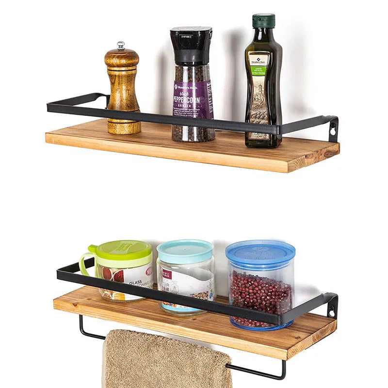 Natural Wood Kitchen Wall Shelf for Home Decor for Storage