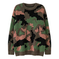 Men Crew Neck Pullover Sweater Long Sleeve Knitted Sweaters Camouflage Style Wool Knitwear