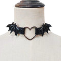 Punk Bat Wings Choker Necklace Women Men Heart Design Silver Plated Adjustable Eco-Friendly Gift Jewelry
