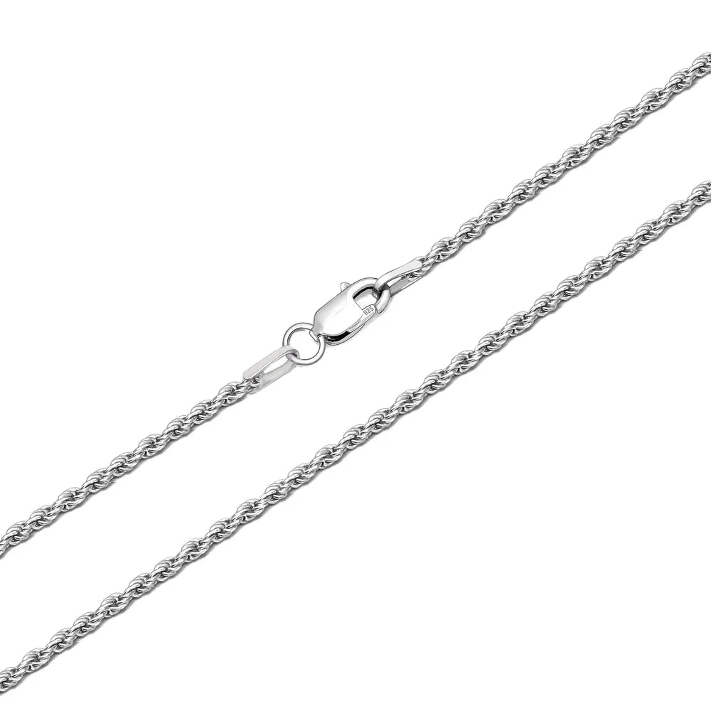 Wholesale Diamond Cut Rope Chain Bracelet 925 Sterling Silver 1.7mm Wide Rope Chain Bracelet