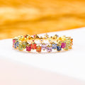 Luxury Jewelry 18ct Gold Natural rainbow Colored Sapphire Gemstone Real Gold 18k Rings Jewelry