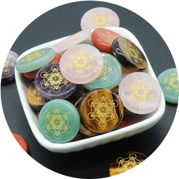 Natural Rose Quartz Carved Metatron Disc Jewelry Accessories Crystals Healing Stone Bulk Wholesale