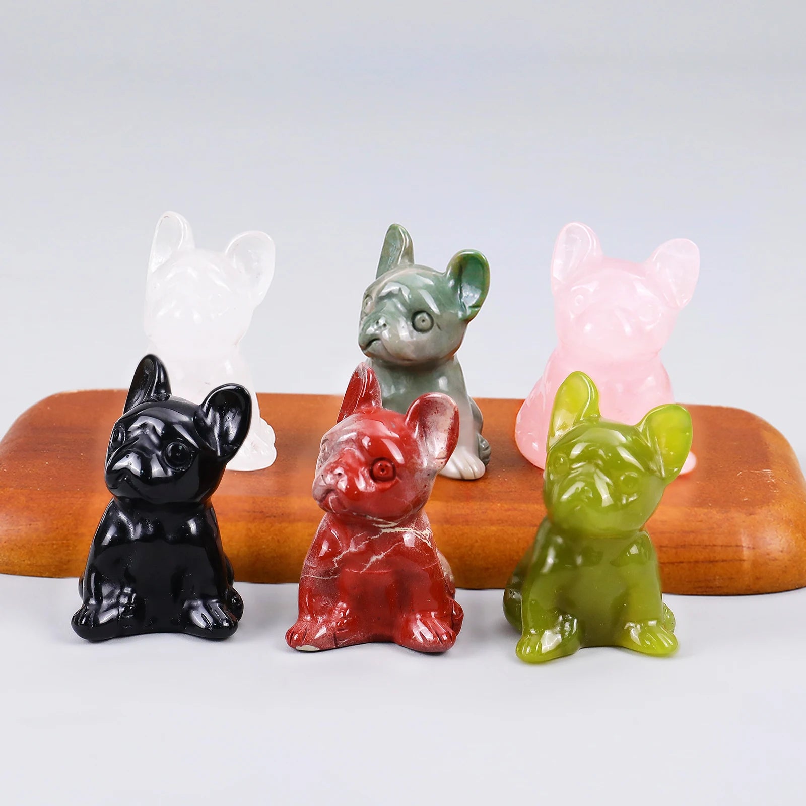 New Arrivals Yuchenglin 2 Inch French Bulldog Natural Crystal Gemstone Fashion Trend Healing Stone Animal Carving Decoration