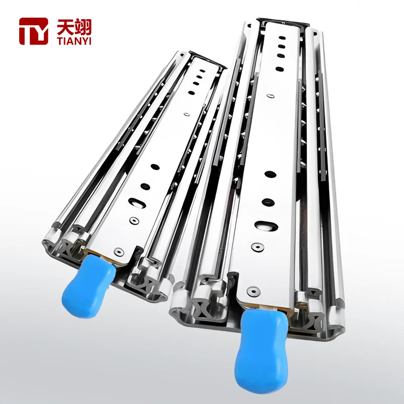 Furniture Hardware Kitchen Use Heavy Duty Soft Closing Drawer Slide Rails 3 Fold Full Extension Ball Bearing 200kg Load Capacity