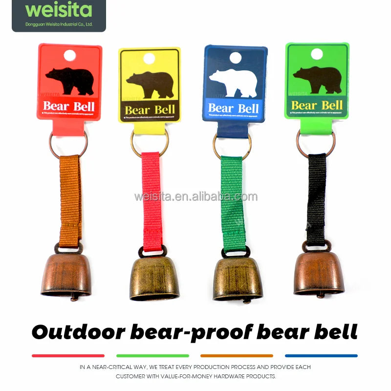 Wholesale Outdoor Silver-Plated Metal Cow Bear Bell for Chinese New Year Pet Mountaineering Warning Downhill Car Backpack