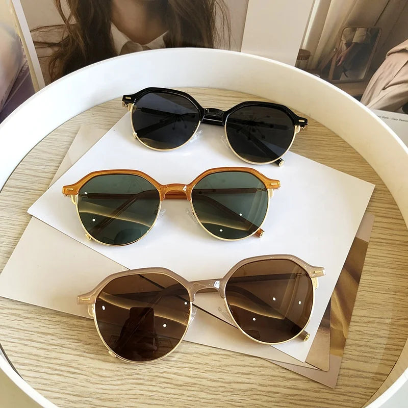 New Arriving Anti Glare Glasses Resin Nose Pad Rice Nail Metal Frame Shades Oculos Round Uv400 Polarized Sunglasses for Unisex MegaBDM