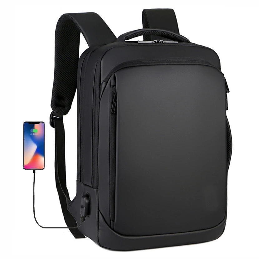 Men's 15.6 Inch Large Waterproof Business Notebook Backpack 4 in 1 Anti-Theft Bag with USB Charging Port for Travel