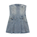 Foreign Trade 2024 Autumn New Fashion Graceful Tube Top Collar Distressed Cinched Short Dress Dress Women 3607281