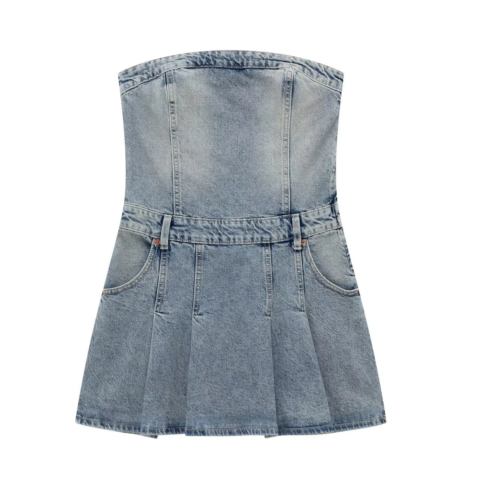 Foreign Trade 2024 Autumn New Fashion Graceful Tube Top Collar Distressed Cinched Short Dress Dress Women 3607281