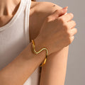 Molten Cuff Bracelet 18K PVD Gold Plated Stainless Steel Tendril Wave Cuff Bangle Bracelets for Woman Gift Jewelry