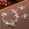 Pretty Girl Pearl Rhinestone Silk Flower Headband Earring Set Hairband Headpiece Birthday Party Head Jewelry Hair Accessories