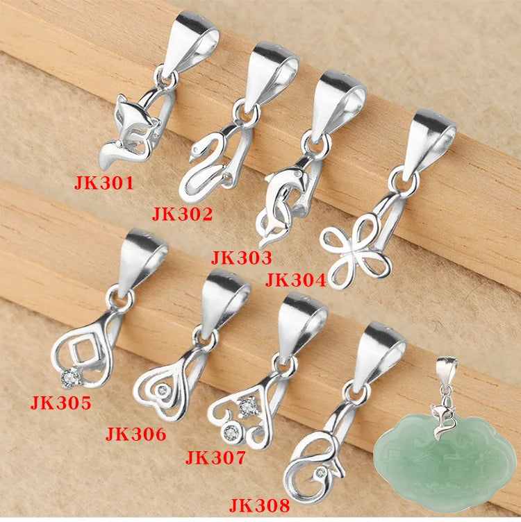 Wholesale Cute 925 Sterling Silver Pinch Clip Clasp Bail Animals Gold Plated Pendant Clip Clasp for Jade Jewelry Making
