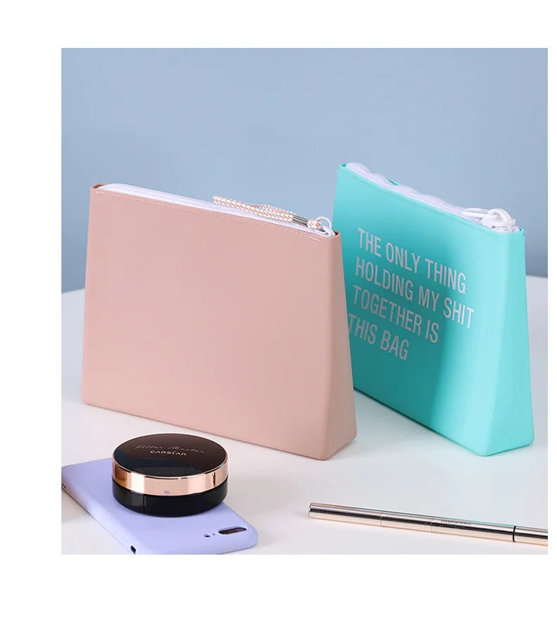 Ladies Eco-Friendly Travel Cosmetic Bag Small Zipper Packing Pouch with Fashionable PU and Cotton Material Logo Pattern Style