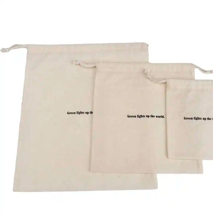 90gsm Eco-friendly Shoes Large Gift Pouch Packaging Custom Printed Canvas Cloth Storage Dust Cotton Drawstring Bag With Logo