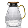Rhombus Diamond Pattern Lead-Free Chrome-Free Glass Pitcher Carafe with Handle for Party Use Large Capacity Modern Style