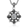 No Fade Antique Silver Plated Big Diamond Zircon Skull Necklace 316L Stainless Steel Pendant and Chains
