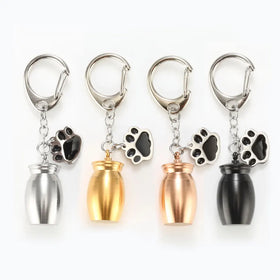 Memorial Pet Cremation Jewelry Dog Paw Urn Keychain for Pet Mini Pendant Dog Ashes Keepsake Storage Bag Puppy Paw Charm Keychain