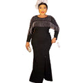 Good Quality Africa Women Evening Dresses Rhinestone Elegant Party Evening Gown Elasticity Women Long Dresses
