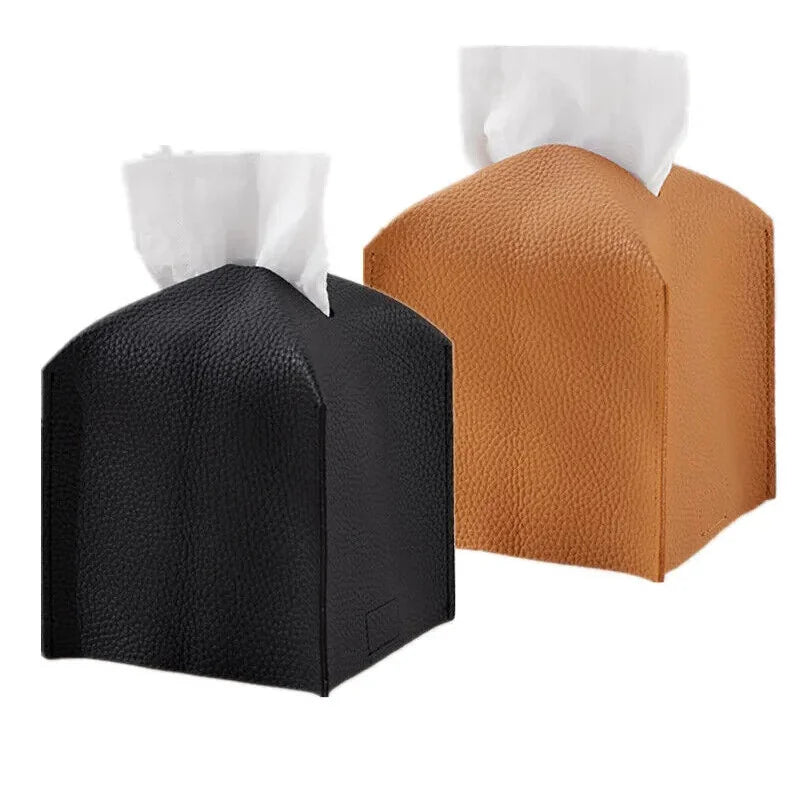 PU Leather Tissue Box Cover Personalized Paper Towel Holder Home Decor Tissue Case Napkin Holder for Tabletop