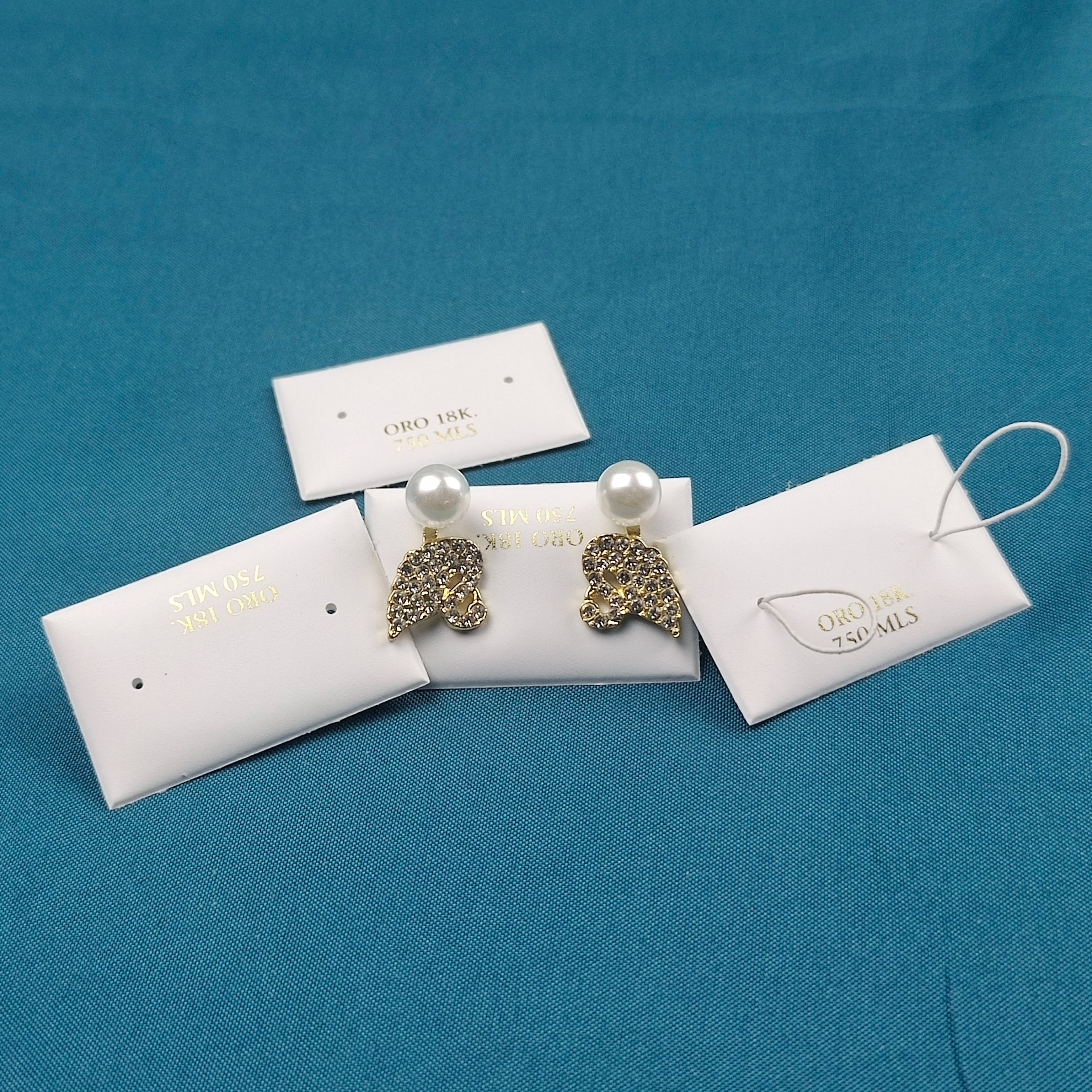 Custom Size logo Jewelry Display Puff Pads Cards White Earring Display Card