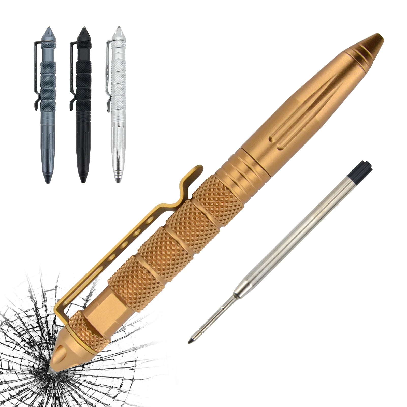Portable Multi-Function Tactical Pen Stainless Steel Material for Outdoor Activities Camping & Hiking Emergencies Packed in Bag