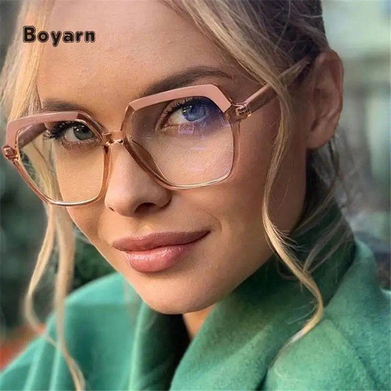 Boyarn Polygon TR90 Glasses Frames Blue Light Blocking Glasses Men Women Luxury Eyewear Frame Optical Fashion Computer Glasses