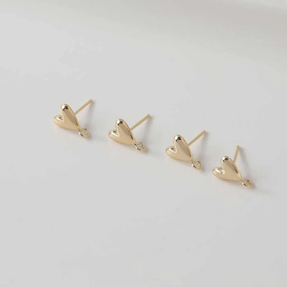 Bulk Price Jewelry Findings Brass 925 Silver Pin Heart Shape Earring Accessories With14k Gold Plating DIY Accessories