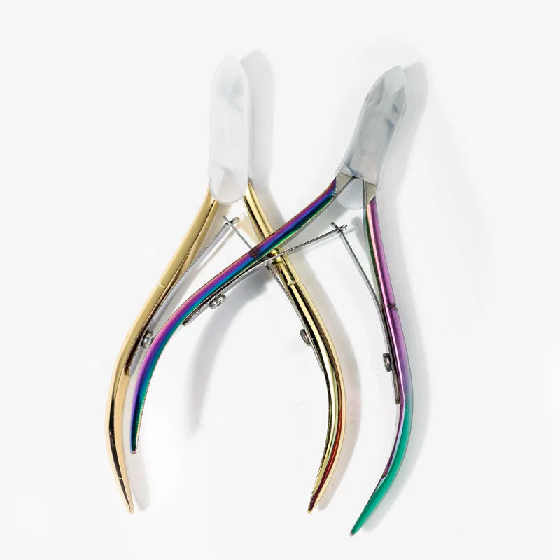 Professional Stainless Steel Nail Clipper Cuticle Nipper Colorful Rainbow Gold Sliver Remover Curved for Beauty Finger Care MegaBDM